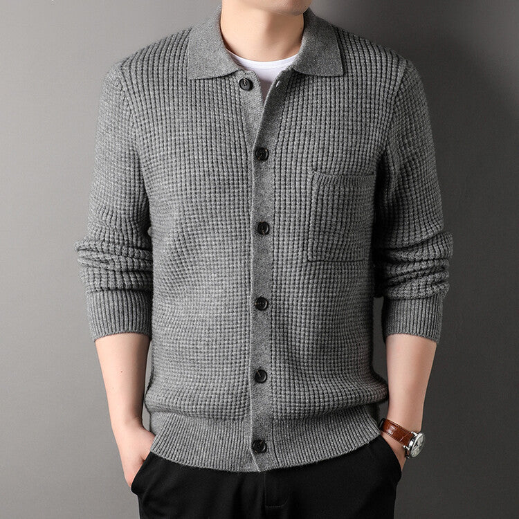 Twist Jacquard Lapel Sweater Cardigan Men's