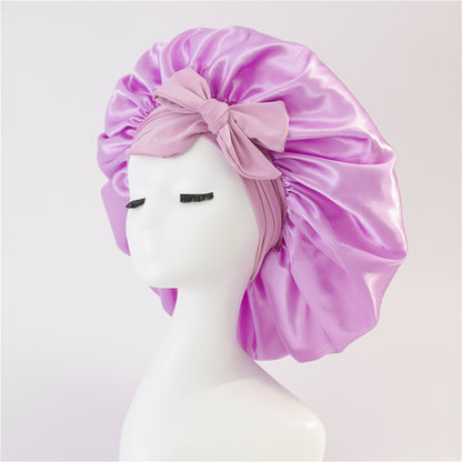 Nouveau Bonnet de soie pour femmes endormies en satin Bonnet de nuit Bonnet de sommeil écharpe pour cheveux bouclés avec bande de cravate pour cheveux bouclés