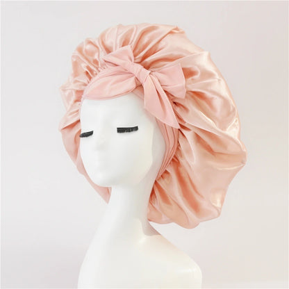 Nouveau Bonnet de soie pour femmes endormies en satin Bonnet de nuit Bonnet de sommeil écharpe pour cheveux bouclés avec bande de cravate pour cheveux bouclés