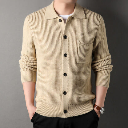 Twist Jacquard Lapel Sweater Cardigan Men's