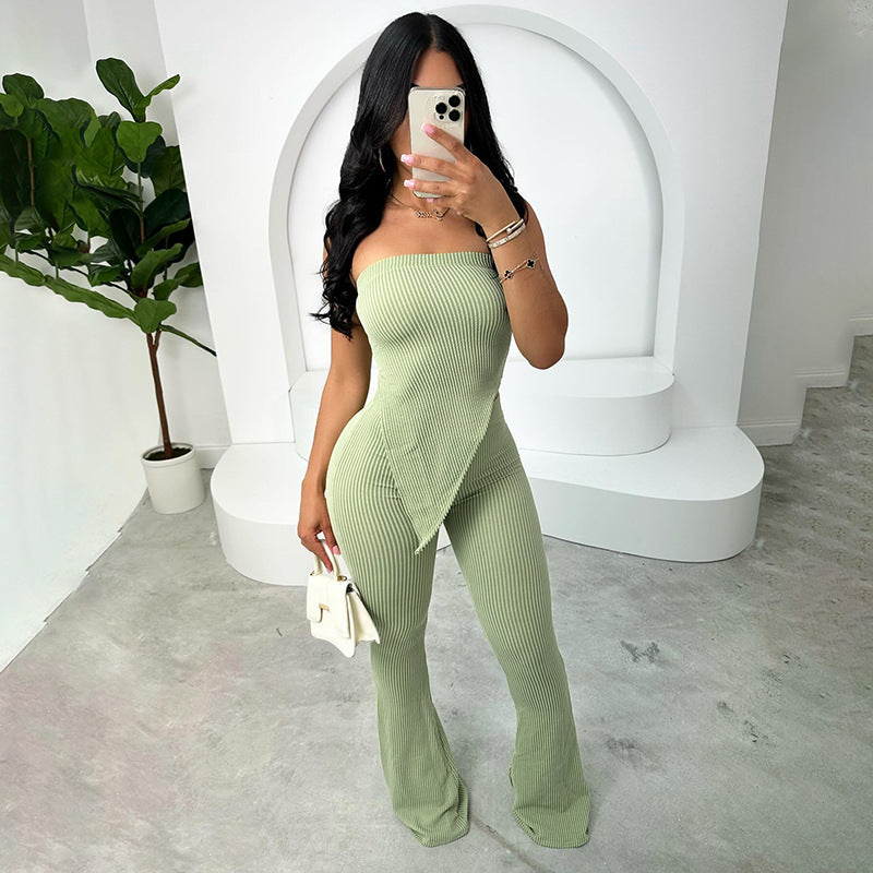 Tube Top High Waist Slim-fit Pants Suit Women