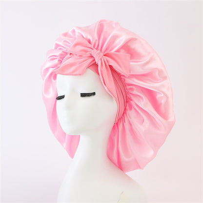 Nouveau Bonnet de soie pour femmes endormies en satin Bonnet de nuit Bonnet de sommeil écharpe pour cheveux bouclés avec bande de cravate pour cheveux bouclés