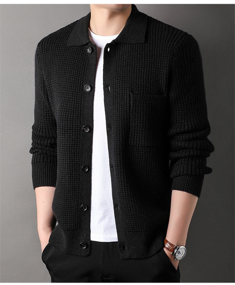 Twist Jacquard Lapel Sweater Cardigan Men's