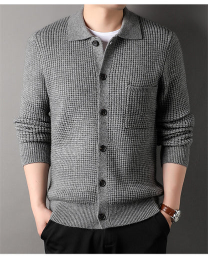 Twist Jacquard Lapel Sweater Cardigan Men's