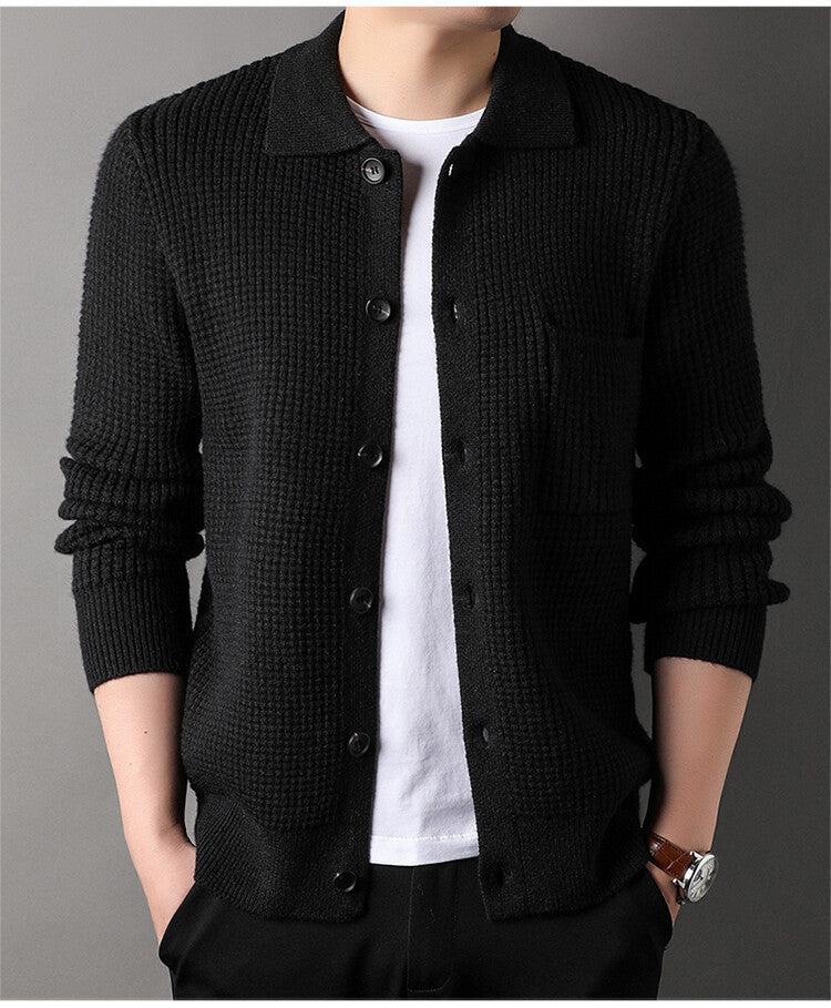 Twist Jacquard Lapel Sweater Cardigan Men's