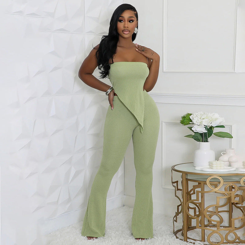 Tube Top High Waist Slim-fit Pants Suit Women