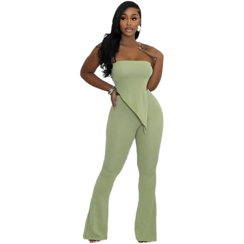 Tube Top High Waist Slim-fit Pants Suit Women